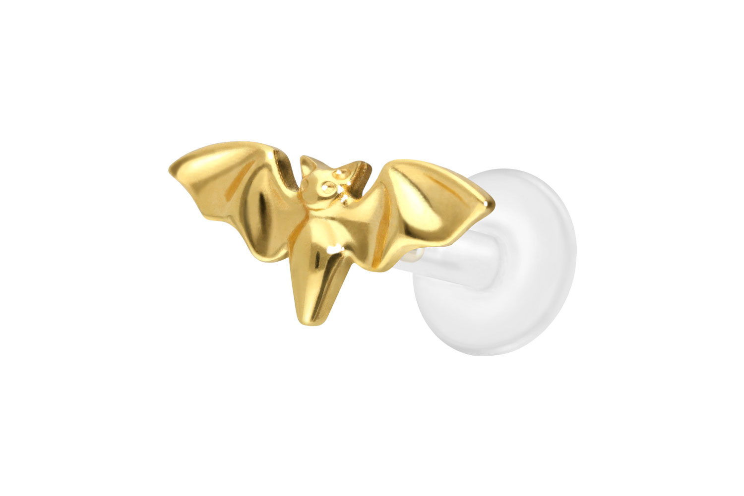 PTFE Labret Piercing mit Innengewinde + Titan-Aufsatz FLEDERMAUS